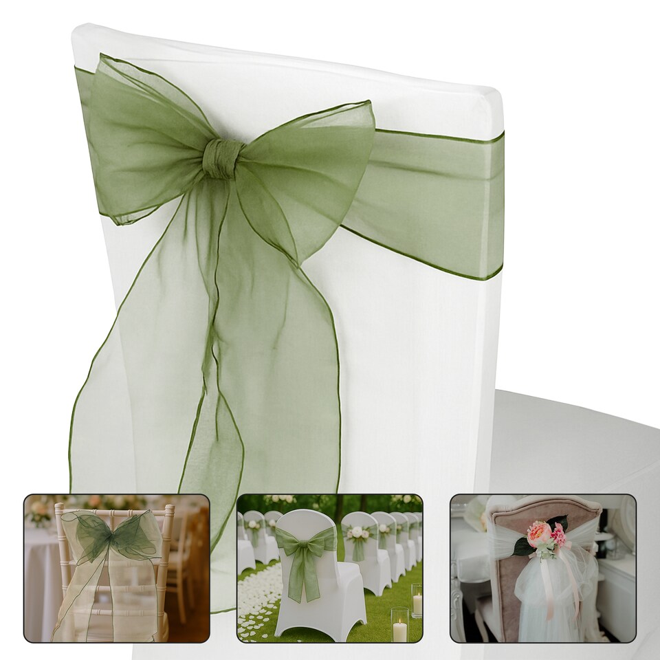 image 1 of 17 x 280cm Organza Chair Sashes, Sheer Sash Ties - 1pc