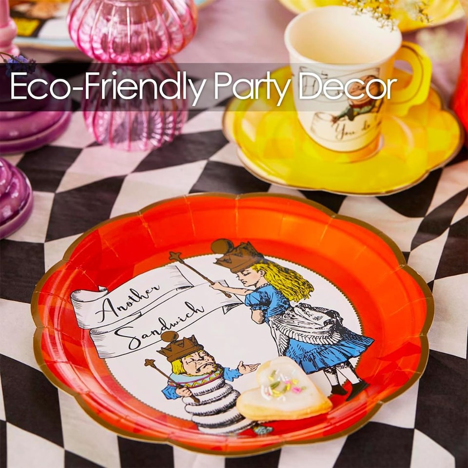 image 1 of Talking Tables Alice Wonderland Party Tableware Pack - Bright - 16 Pack
