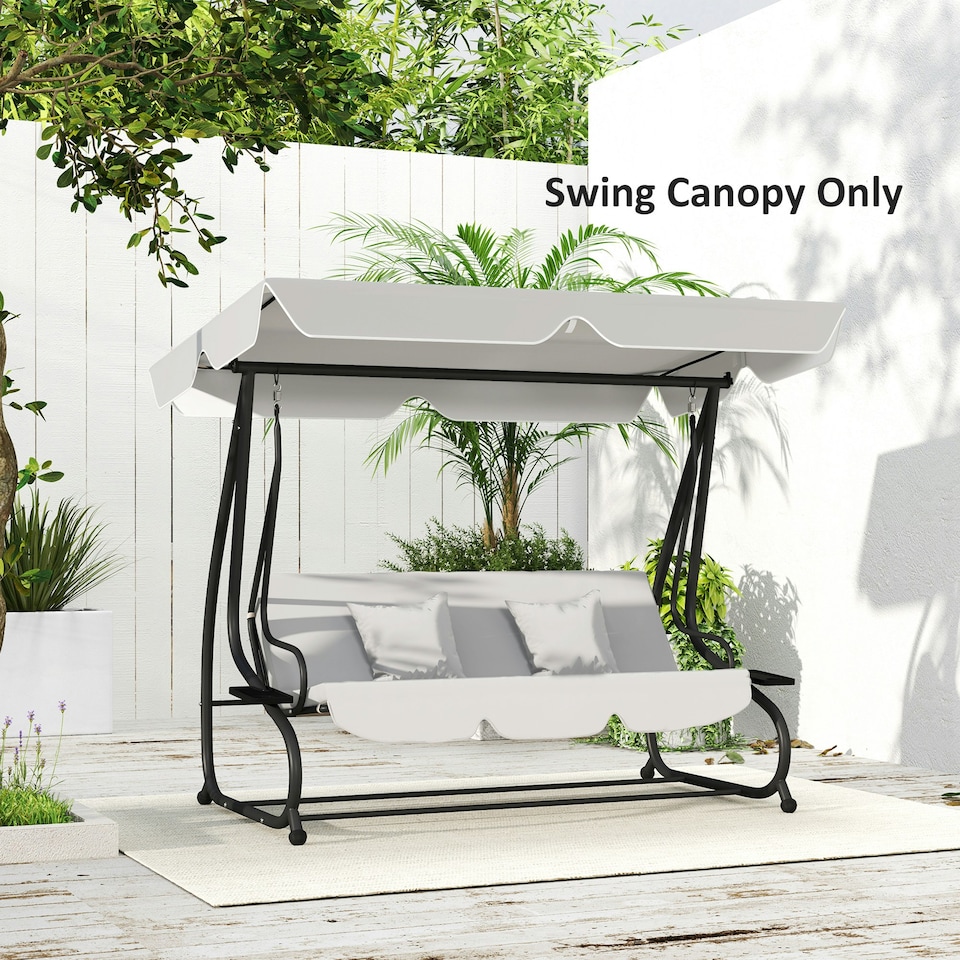 image 1 of Outsunny Waterproof Garden Swing Canopy Replacement 3 Seater, Light Grey Grey | Light Grey