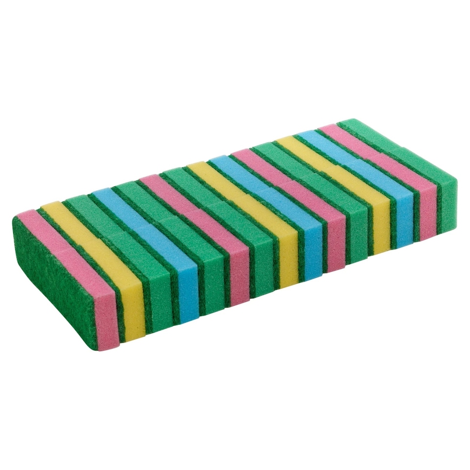 image 1 of Sponge Scouring Pads Washing Up Kitchen Pan Dishes Household Cleaning | Multi | Number of Pads: 30 | 30