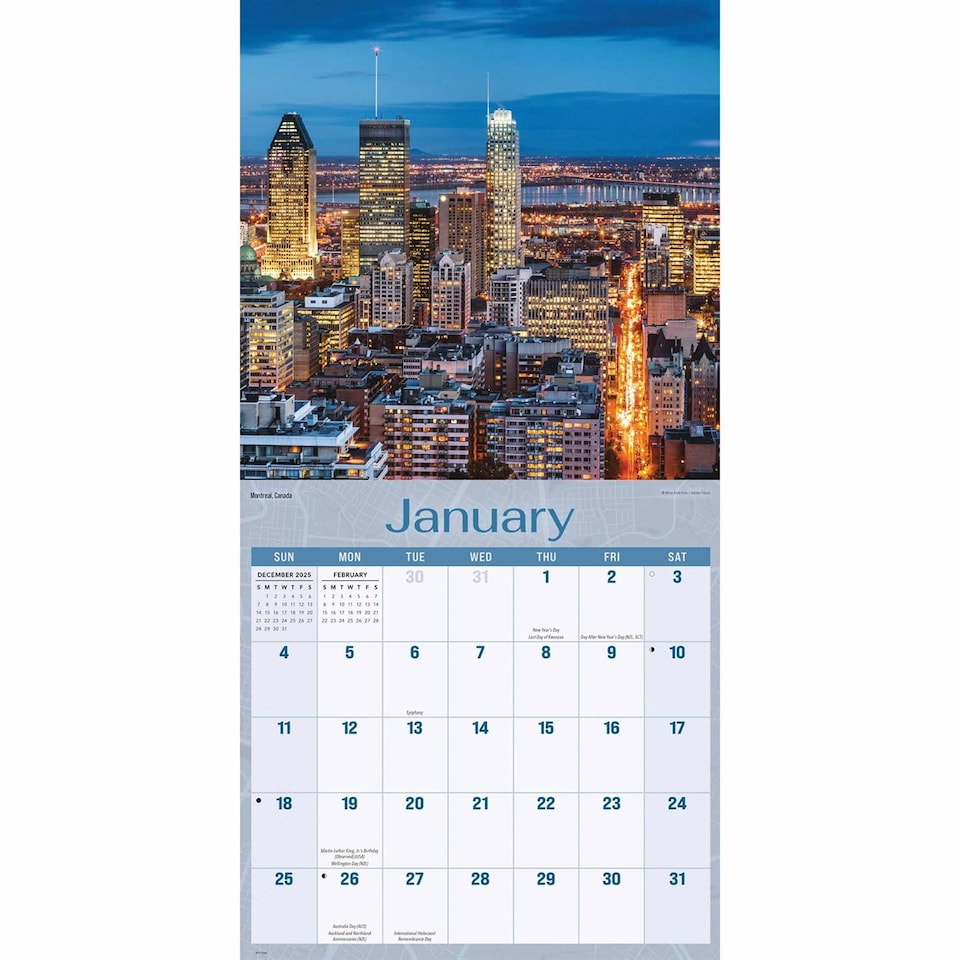 image 1 of City Skylines Calendar 2026, Wall Calendars, Month To View, Travel, Gift