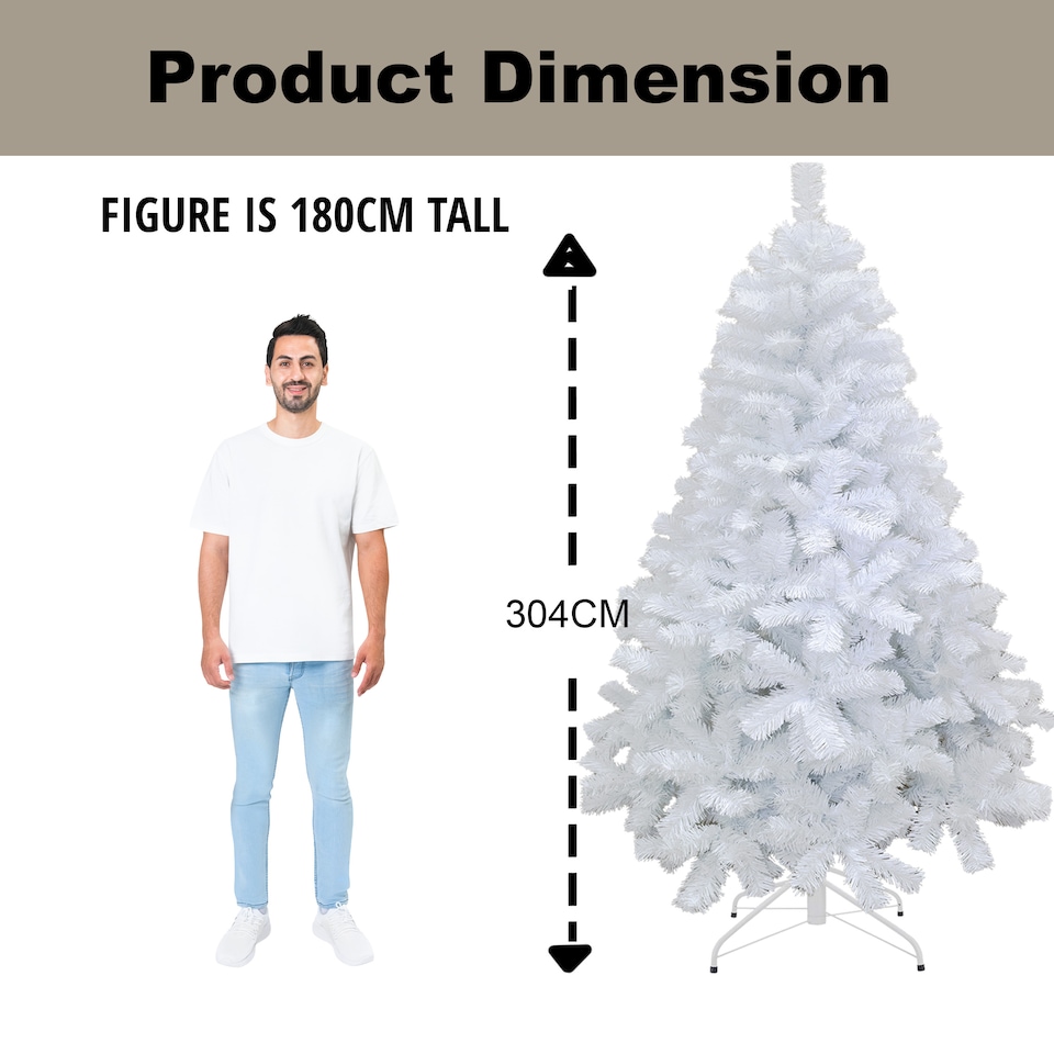 image 1 of 10FT Alaskan Pine White Christmas Bushy Looking Artificial Tree with Metal Stand | White | White