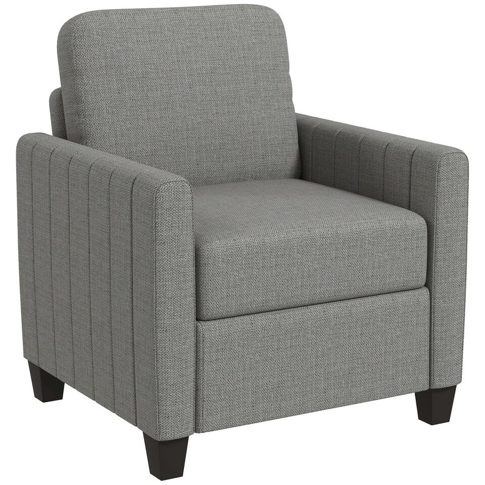 image 1 of HOMCOM Modern Accent Chair with Spring Cushion, Back Pillow, Grey Grey
