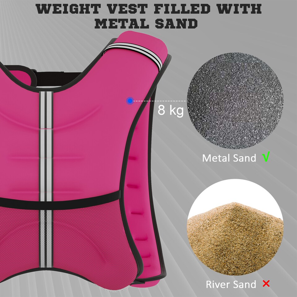 image 1 of HOMCOM 8KG Weighted Vest with Adjustable Straps, Pocket, Reflective Strips