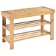 image 3 of COSTWAY 3-Tier Bamboo Shoe Bench Shoe Organizer Entryway Natural | Multi