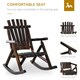 image 4 of Outsunny Fir Wood Rustic Patio Adirondack Rocking Chair Brown