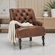 image 7 of Faux Leather Suede Brown Armina Accent Chair