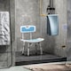 image 9 of HOMCOM Shower Chair for the Elderly and Disabled, 6-Level Height Adjustable Shower Stool with Backrest, Curved Seat, Anti-slip Foot Pads and Shower Head Holder, Light Blue