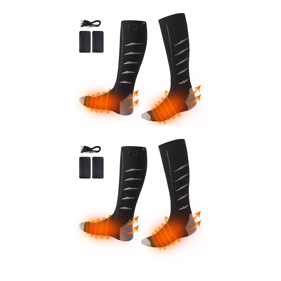 image 1 of 2 Pairs Rechargeable Heated Socks USB Battery Powered Winter Warmth