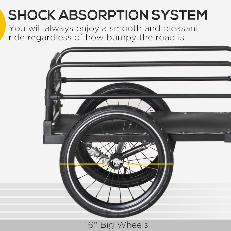 image 1 of HOMCOM Bike Trailer Wagon Bicycle Cargo Trailer w/ Suspension, 2 Wheels, Black
