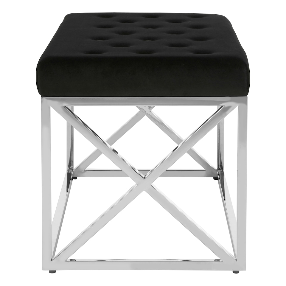 image 1 of Allure Black Tufted Seat And Silver Finish Bench Black