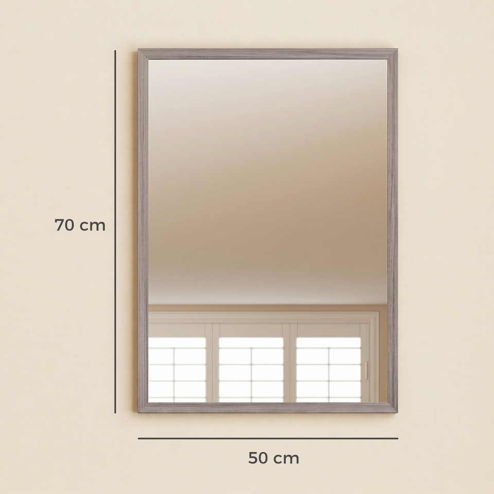 image 1 of HOMCOM 50 x 70 cm Wall Bathroom Mirror, Vanity Mirror, Grey