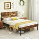 image 4 of COSTWAY Double Metal Bed Frame w/ Wooden Headboard