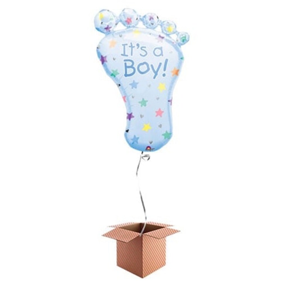 It's a Boy Foot Helium Foil Giant Balloon - Inflated Balloon in a Box