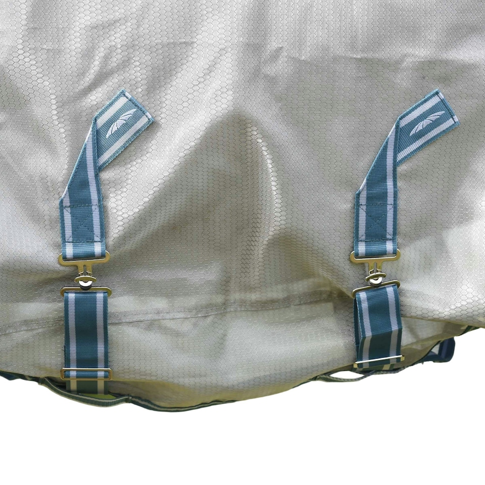 image 1 of Weatherbeeta Comfitec Hexi Shield Combo Neck Horse Fly Rug - Silver/Teal Blue - 5´ 6"