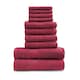image 1 of VELVETIO 10 Piece Towel Bale Set Toronto Stripe Pattern - 100% Cotton, 450 GSM Red | Deep Red