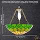 image 4 of Amber and Green Stained Glass Domed Tiffany Pendant Lamp Shade with Chain