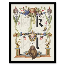 Pictorial Letter Guide K and l Calligraphy Framed Wall Art Print 12X16"