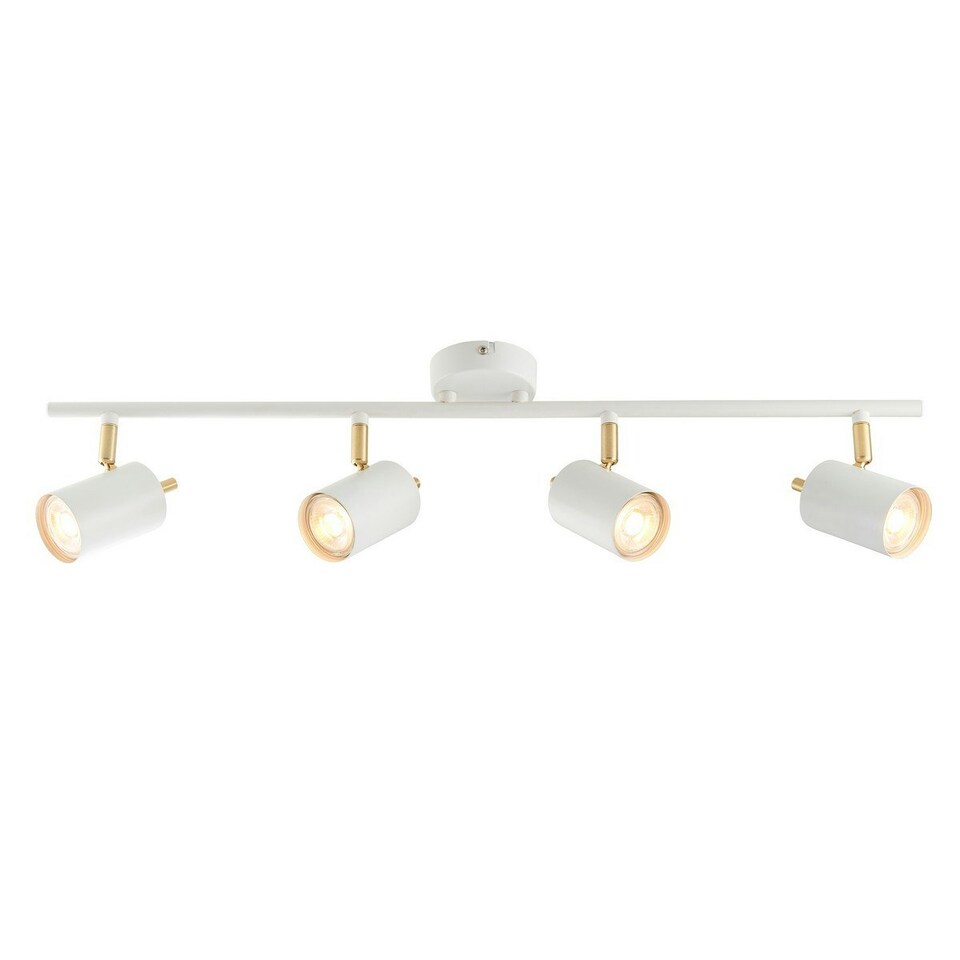 image 1 of Gull 4 Light Spotlight Matt White Paint, Satin Brushed Gold, GU10