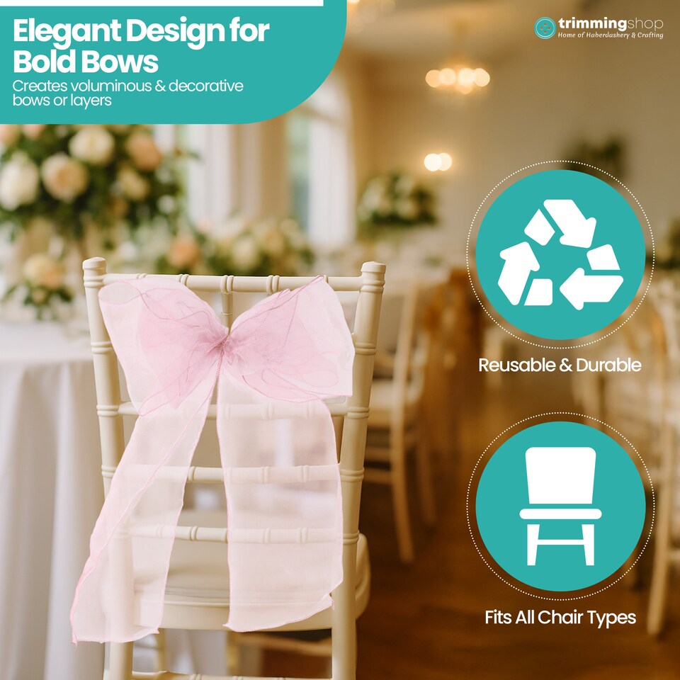 image 1 of 17 x 280cm Organza Chair Sashes, Sheer Sash Ties - 25pcs