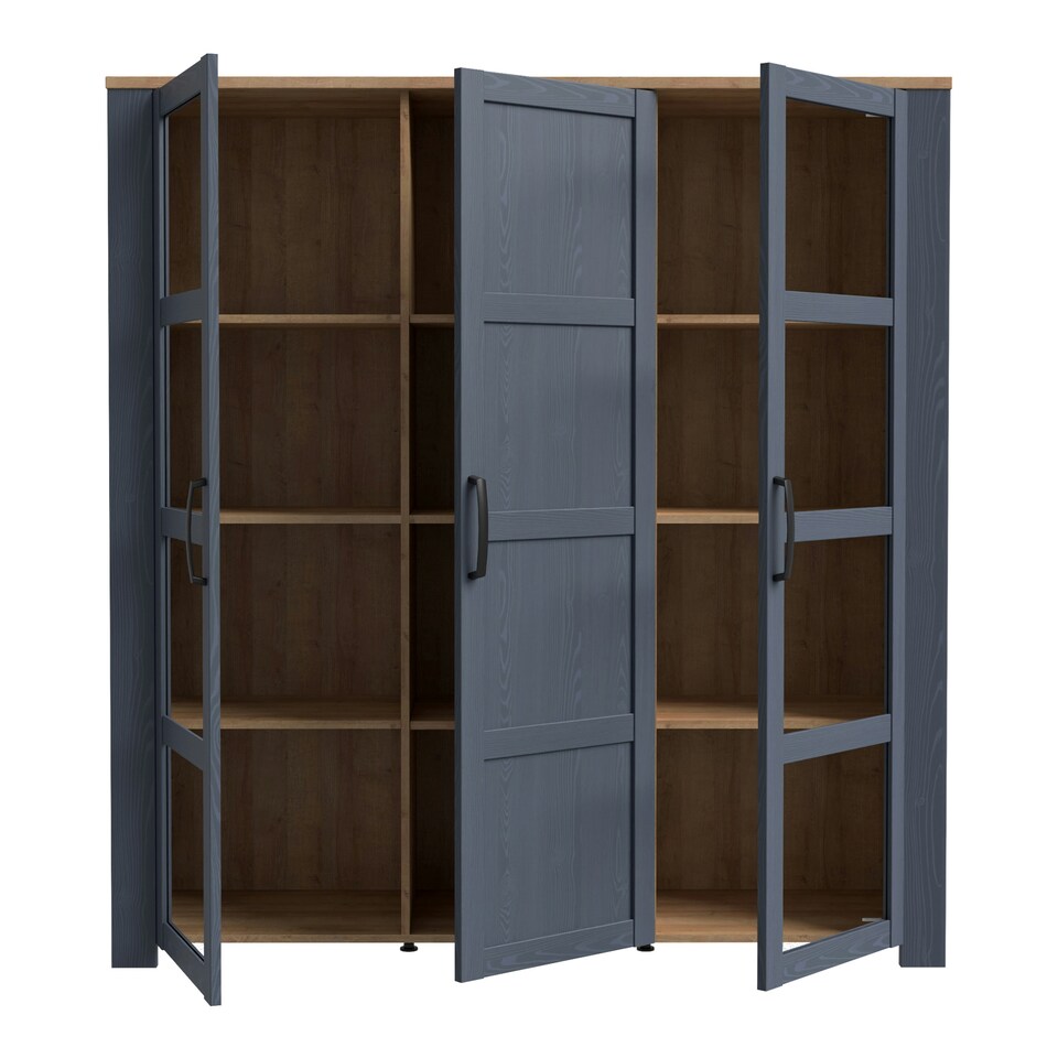 image 1 of Bohol Large Display Cabinet inc. 4x LED Lights in Riviera Oak/Navy