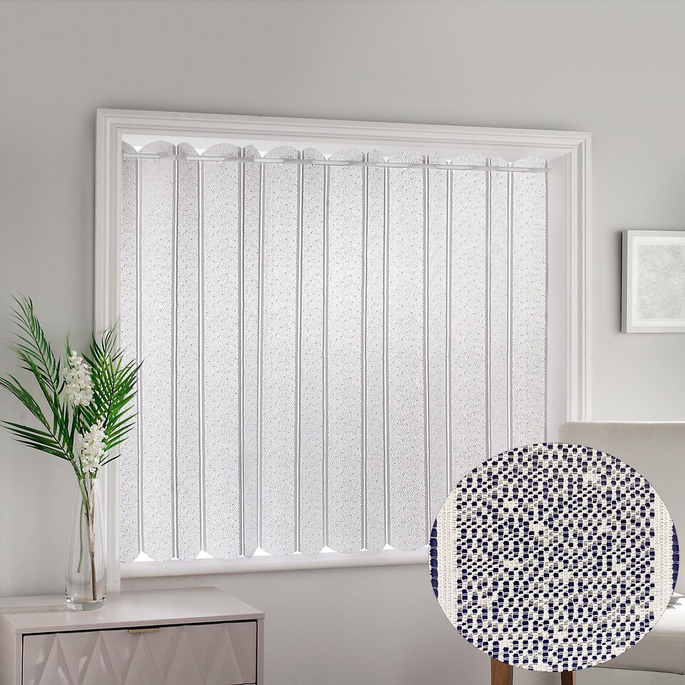 image 1 of White Plain Textured Voile Louvre Vertical Pleated Window Blind Panel - 72" x 48"