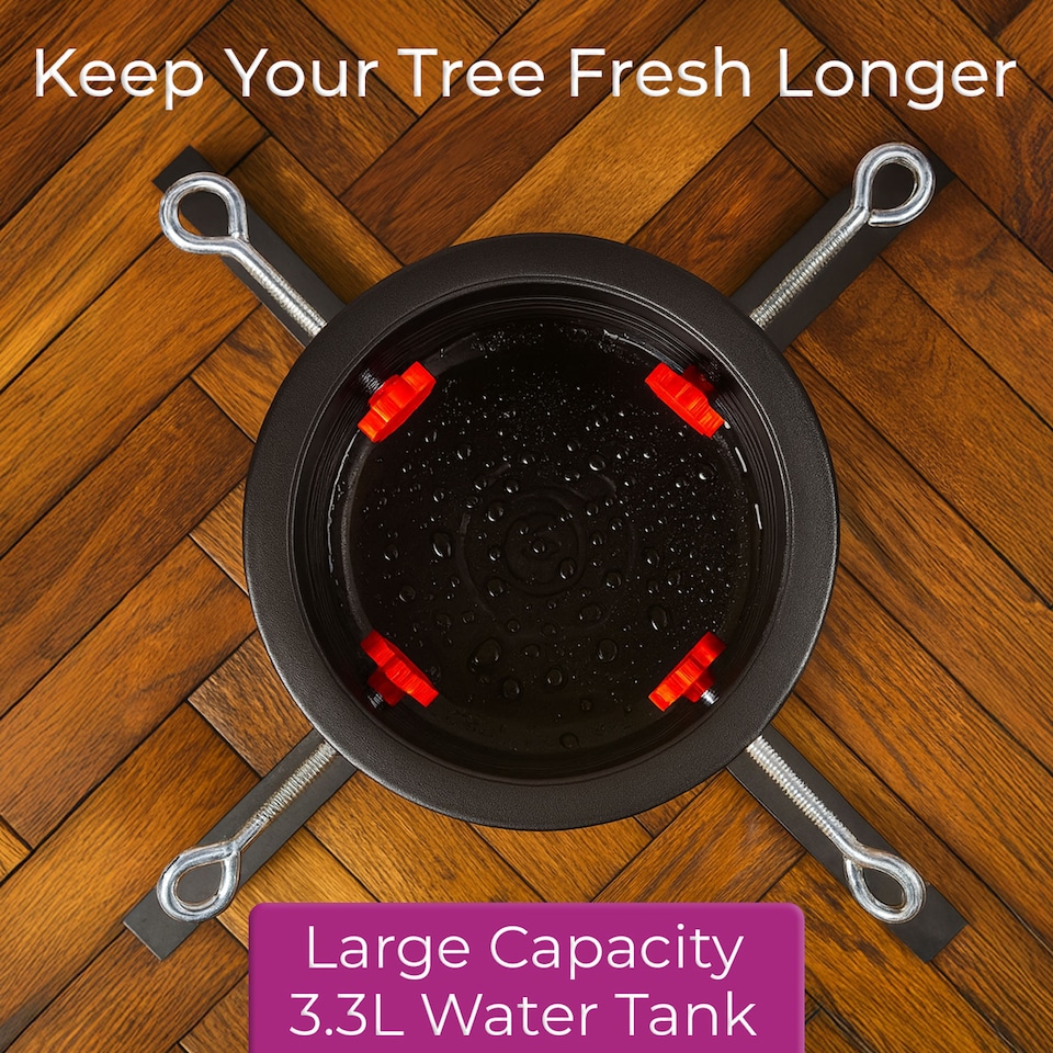 image 1 of Neo Christmas Tree Stand for Real Trees up to 8ft Extra Large Heavy Duty Metal Base | Black | Black