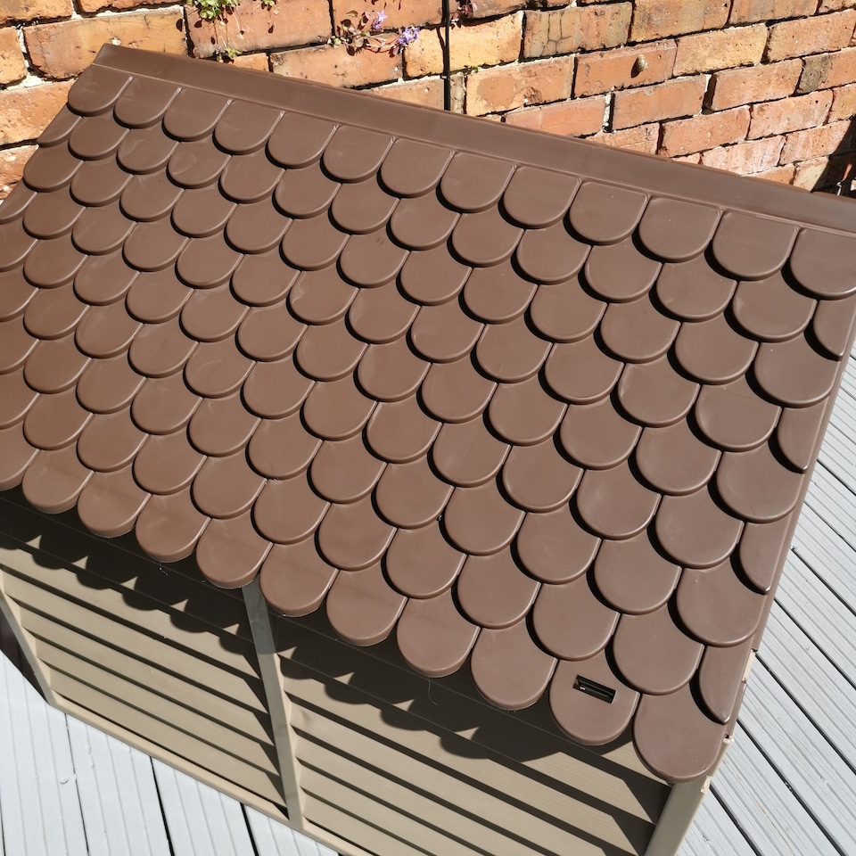 image 1 of Large Plastic Dog Kennel / House in Brown – 86cm x 84cm x 82cm