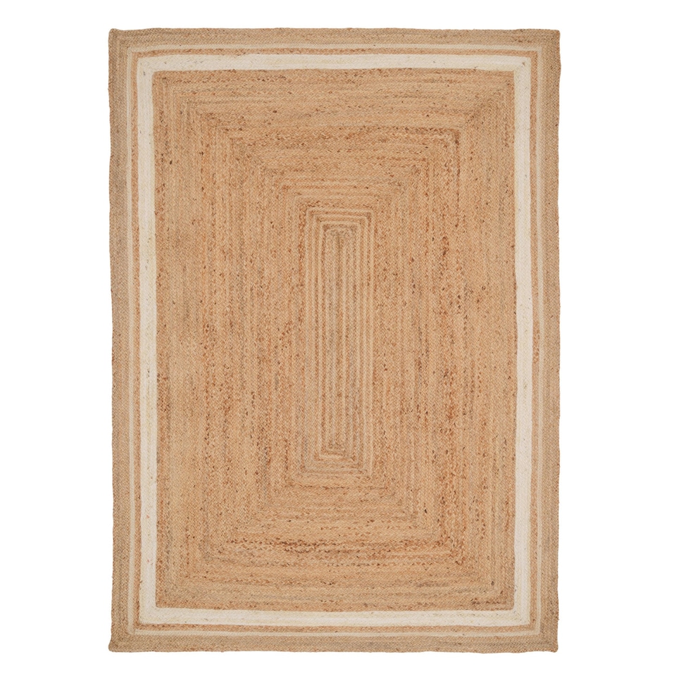 image 1 of KUKOON Bordered Natural Handwoven Braided Jute Fireside Living Area Rug 190cm x 280cm