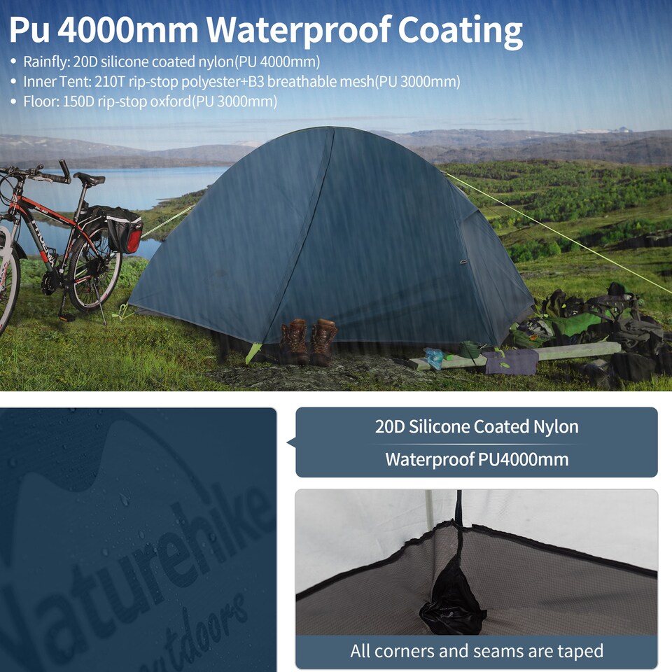 image 1 of Cycling Ultralight 1 Man Tent + Mat | Blue | Navy Blue
