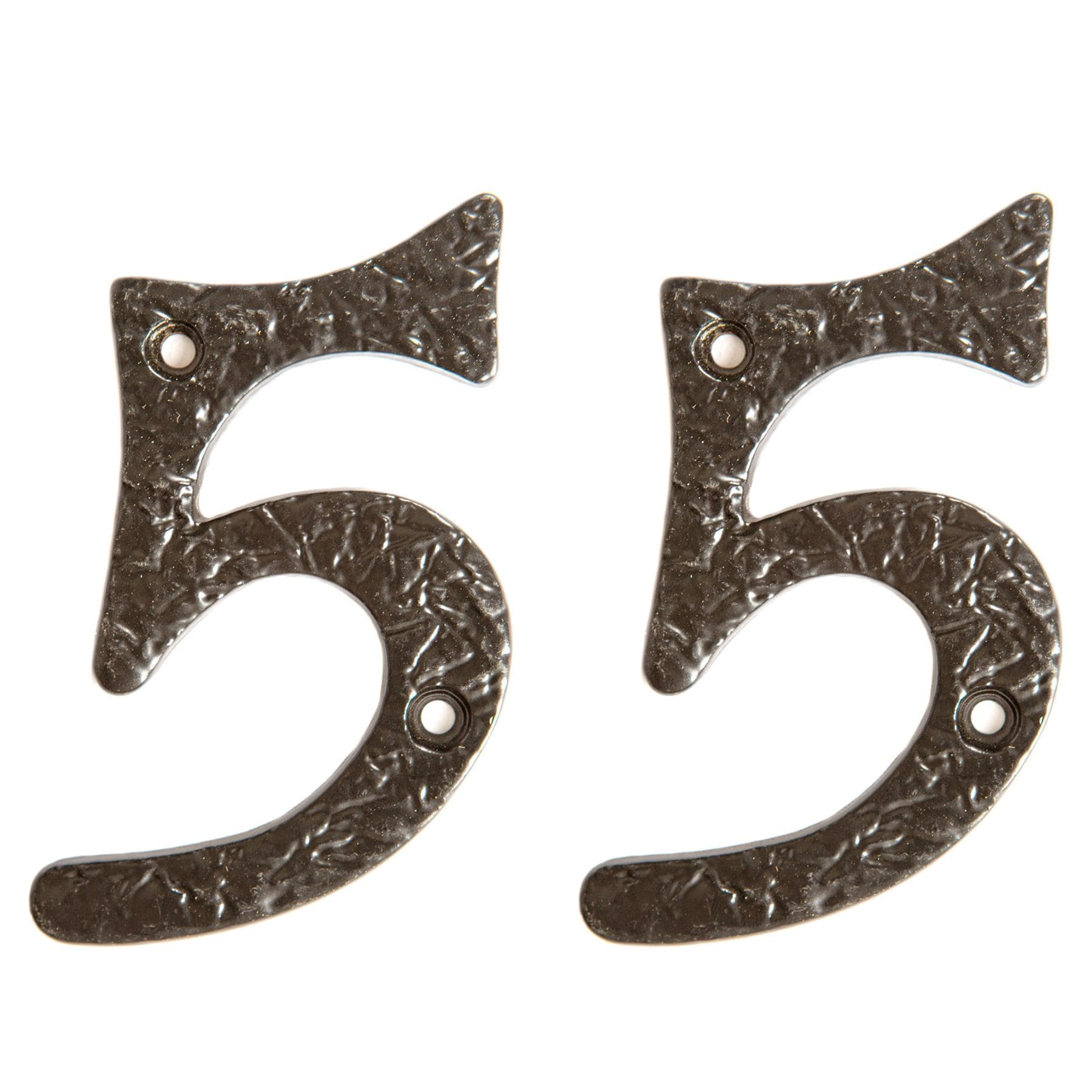 Hammer and Tongs Rustic Iron Numeral - Number 5 - H85mm - Pack of 2 in Grey