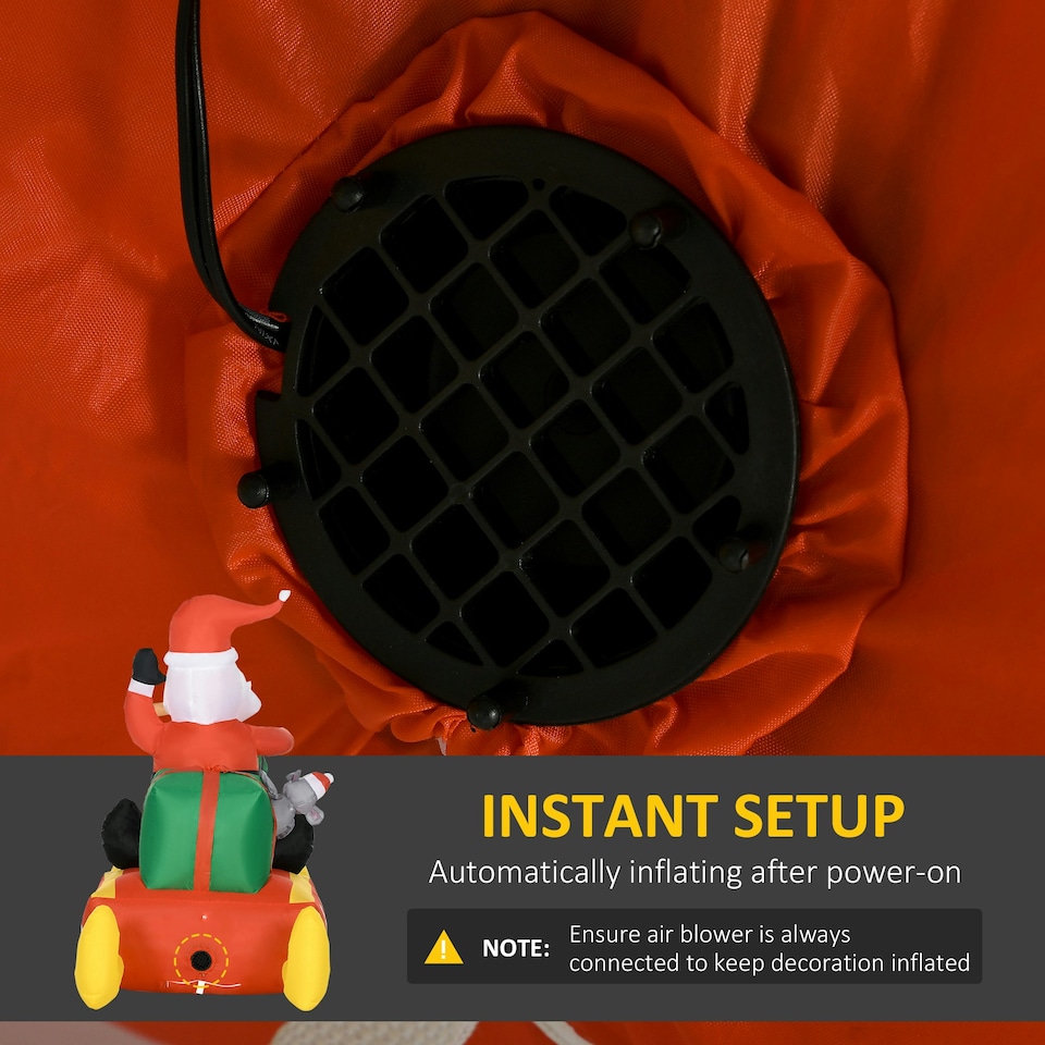 image 1 of HOMCOM Inflatable Santa Claus with Sled and Reindeer Xmas Décor LED Lights