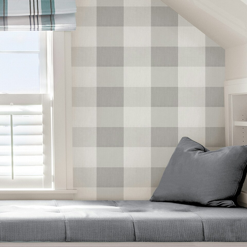 image 1 of NuWallpaper NU3671 Buffalo Plaid Peel & Stick Wallpaper, Grey Multi