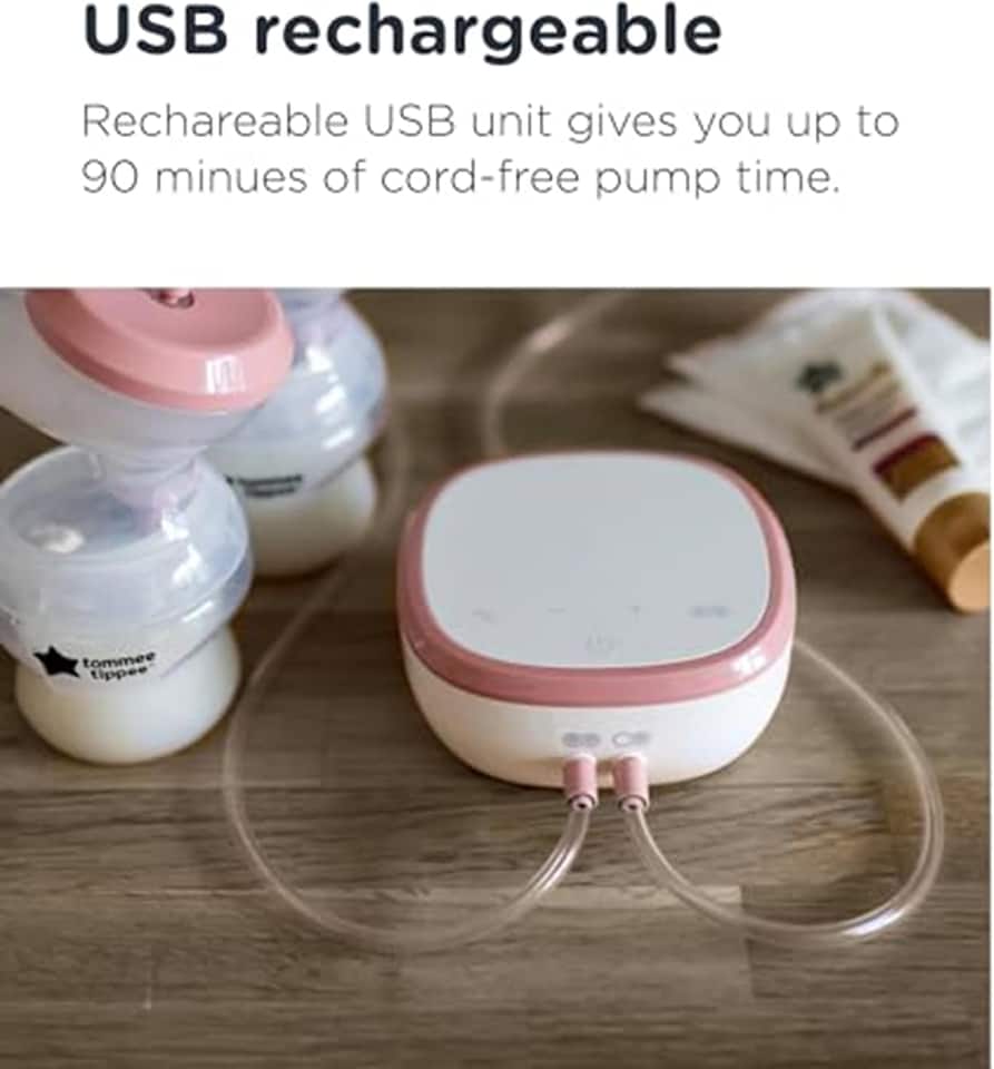 image 1 of Tommee Tippee Electric Breast Pump USB Rechargeable | Portable Breastfeeding Pump with Massage & Express Modes | Hospital Grade Breast Milk Pump