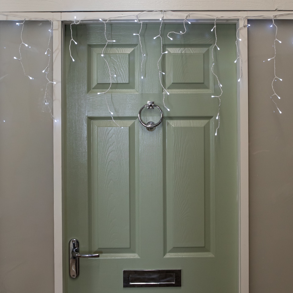 image 1 of 25m 1000 White LED Frosted Icicle Indoor Outdoor Christmas Lights with Timer