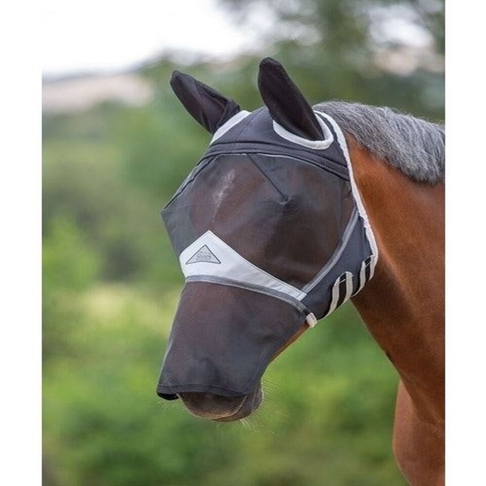 image 1 of Shires Fine Mesh Fly Mask with Ears & Nose Black | X-Small Pony
