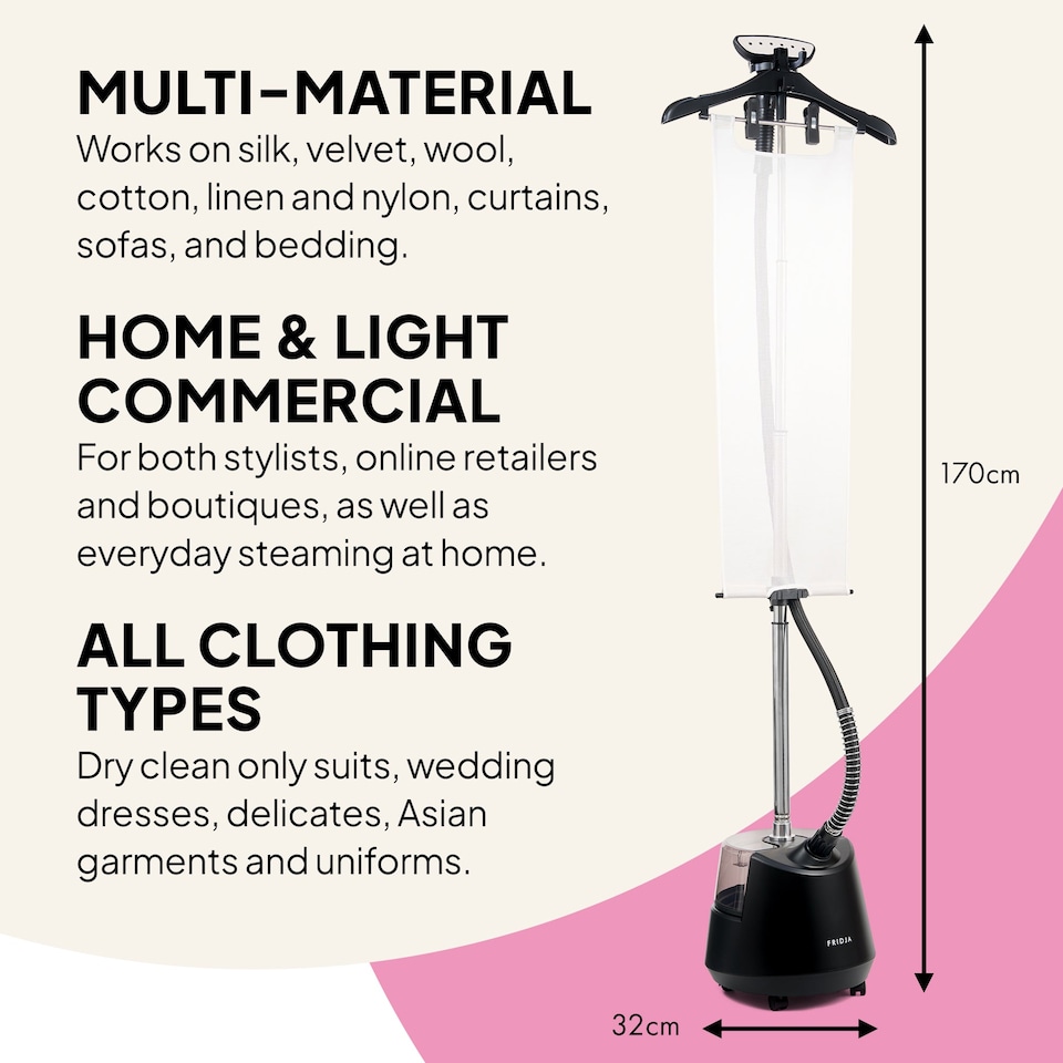image 1 of Fridja F1200 Clothes Steamer Pro 2200W Upright Garment Care 3L Tank