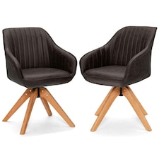 COSTWAY Swivel Accent Chair Set of 2 Ergonomic Armchairs Brown Brown
