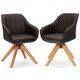 image 1 of COSTWAY Swivel Accent Chair Set of 2 Ergonomic Armchairs Brown Brown