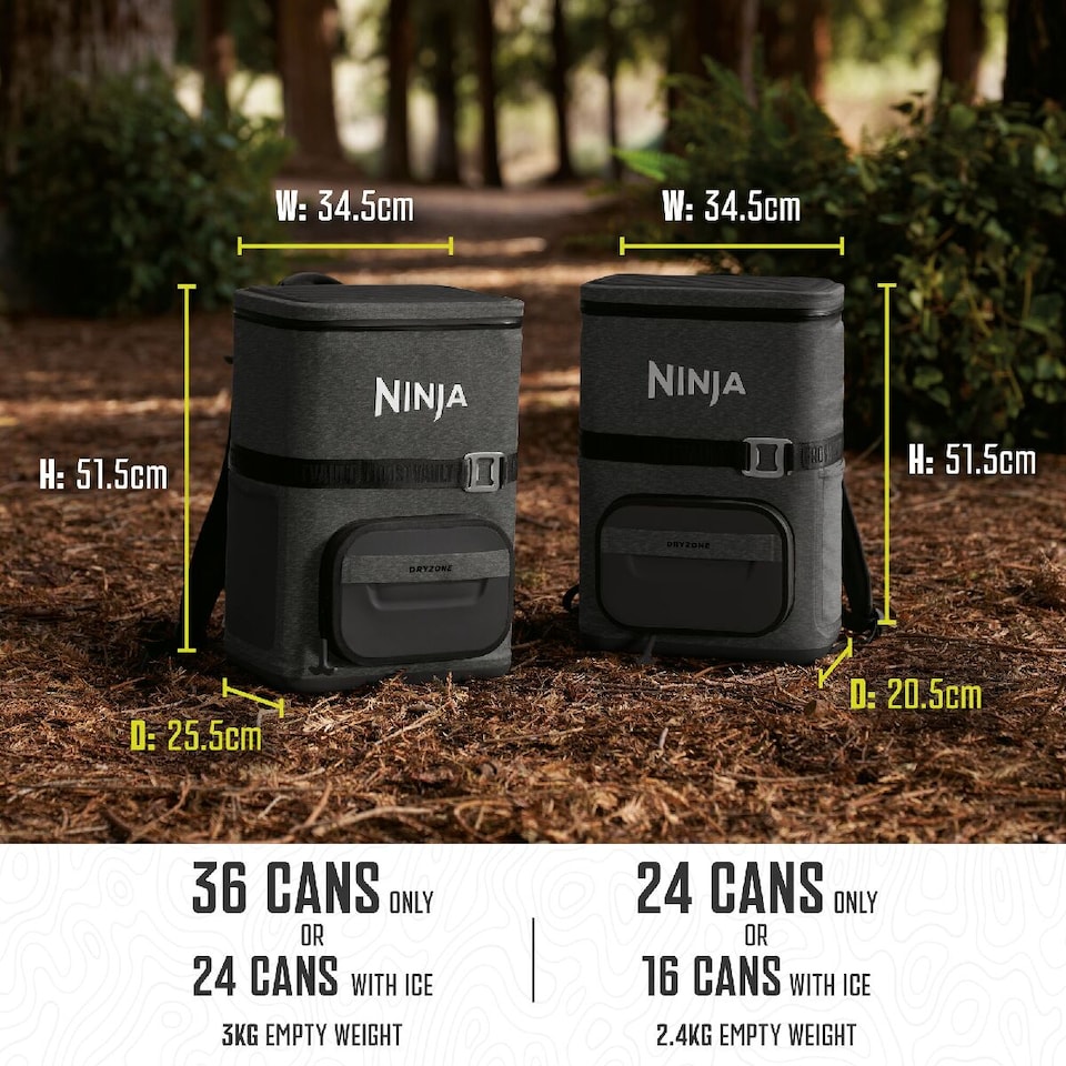 image 1 of Ninja Outdoor FrostVault Go 17L 24-Can Backpack Soft Cooler FF124EUUKCG Charcoal Grey