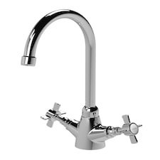 Traditional Kitchen Sink Mono Mixer Tap - Chrome Crosshead Handles | Silver | Chrome | 1