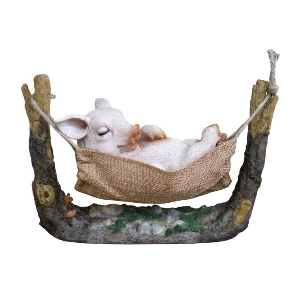 image 1 of Gifts Direct 2 U Swinging Pig in Hammock Figurine Ornament Brown