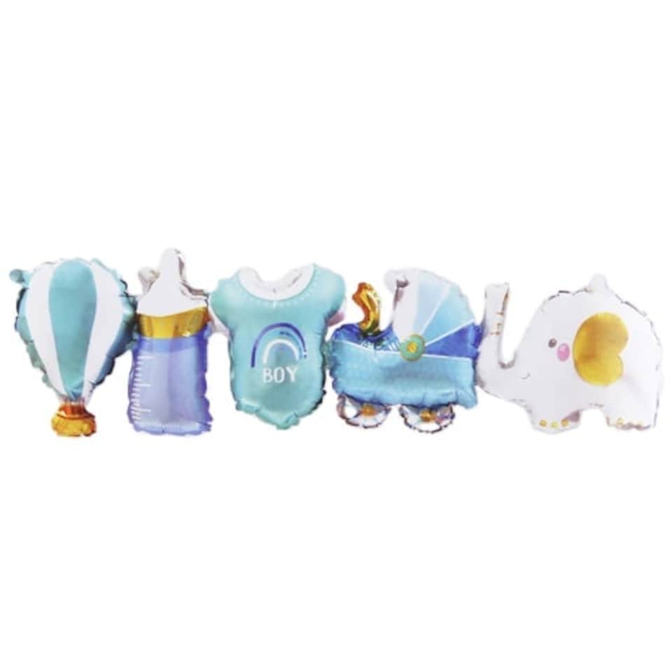 Blue Baby Boy Air Fill Foil Balloon Banner 77cm / 30 in