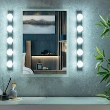 ValueLights Matte Black Hollywood Make Up Dressing Table Vanity Light IP44 Wall Light Glass Globe Lamp Shade - Bulbs Included