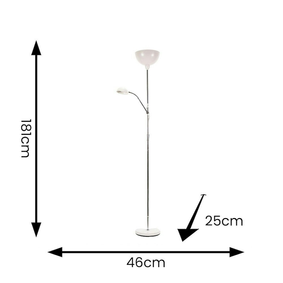 image 1 of ValueLights Orion White Metal Father Son Upright and Side Adjustable Floor Lamp
