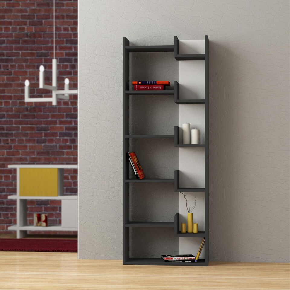 image 1 of Decortie Oppa Bookcase 60x22x162cm Anthracite Grey