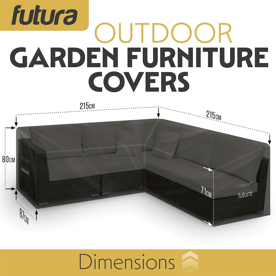 image 1 of Futura V Shape 215x215x80cm Waterproof Garden Furniture Cover 420D Black