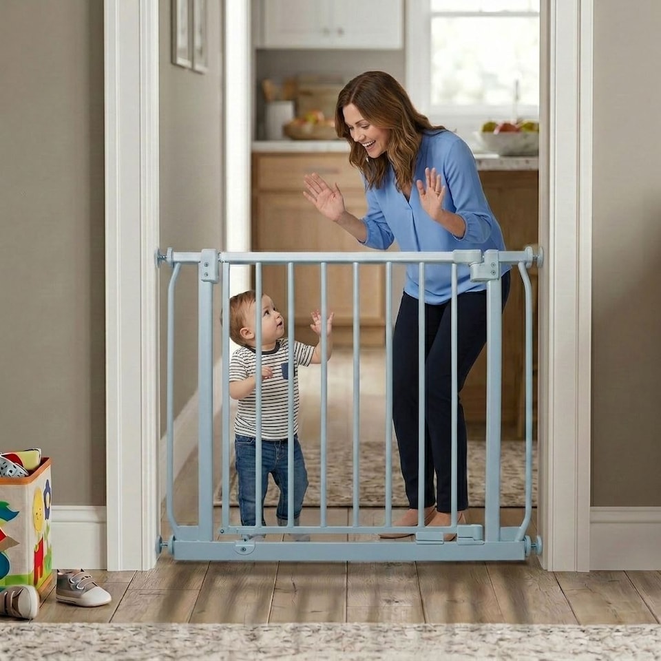 image 1 of Safetots Elite Pressure Safety Gate, 71cm - 80cm, Matt Grey, Pressure Fit Stair Gate