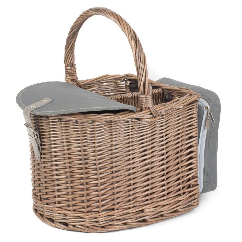 image 1 of 2 Bottle Beach Wicker Picnic Basket Hamper