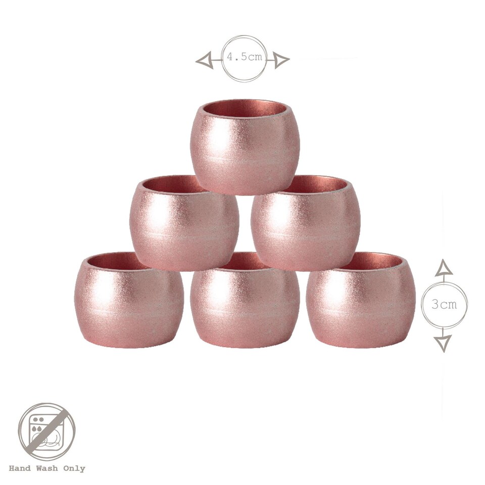 image 1 of Argon Tableware Metallic Napkin Rings - 4.5cm - Rose Gold - Pack of 6 | Pink | Rose Gold